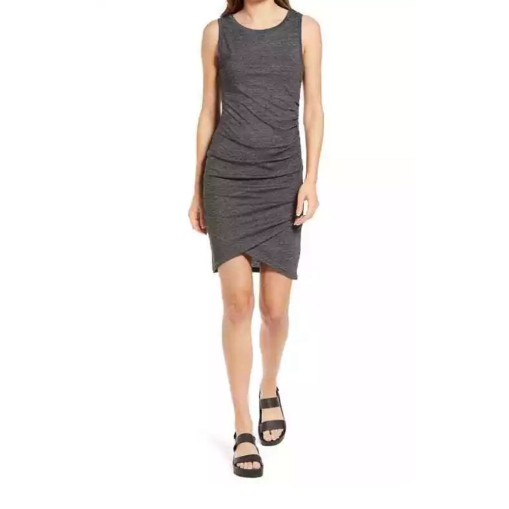 NWT - Treasure & Bond Ruched Side Sleeveless Dress - Dark Grey - XS